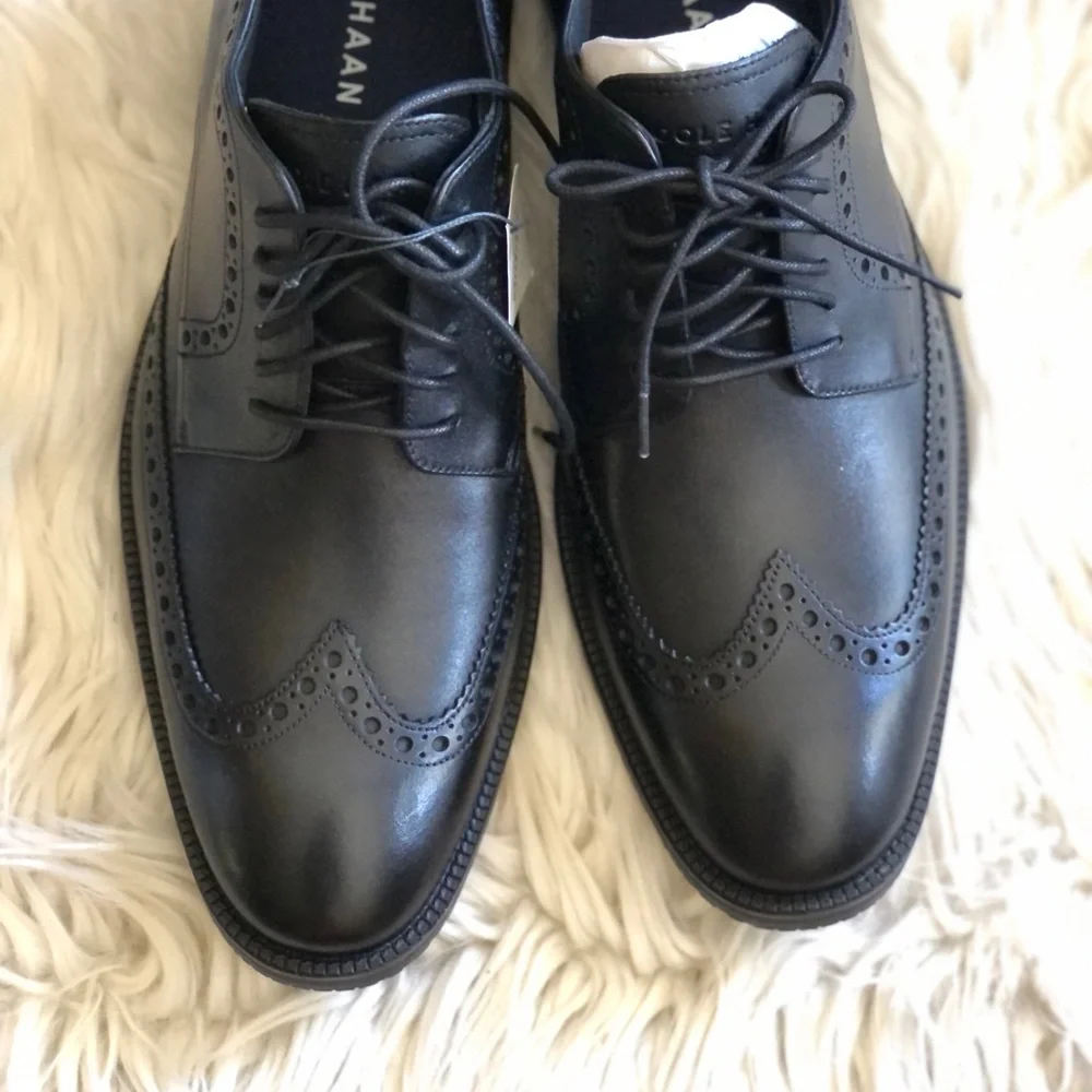 Cole Haan Leather Modern Essentials Wingtip Oxfords Waterproof Mens Black 10.5